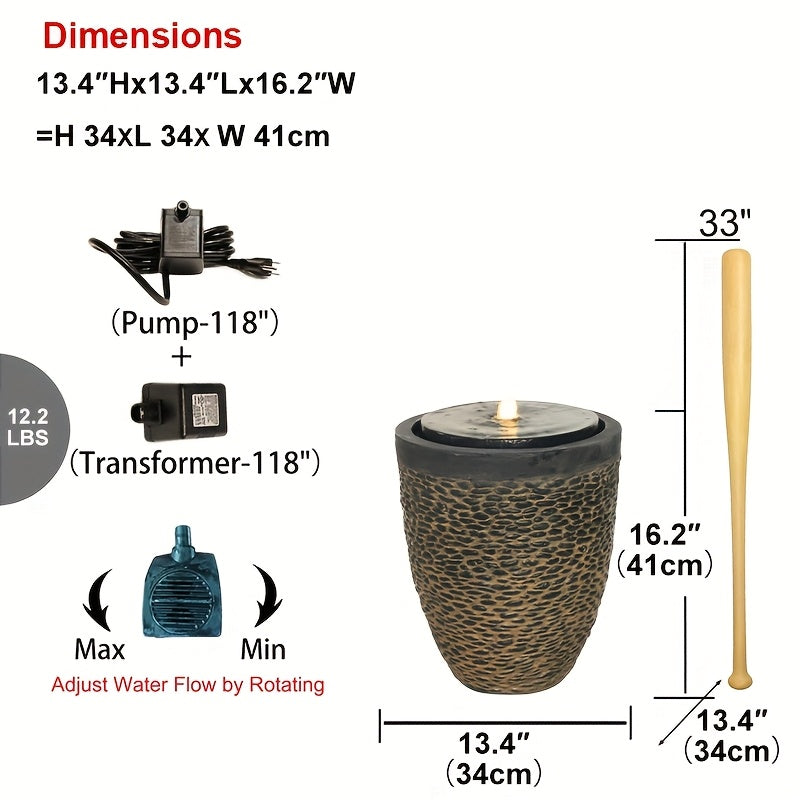 XK Outdoor Pebble Fountain With LED Lights And Water Pump