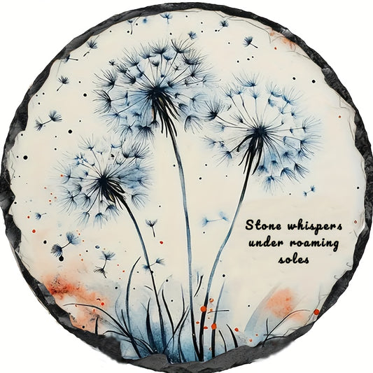 Round Stone Garden Decor Dandelion Design Quote Outdoor