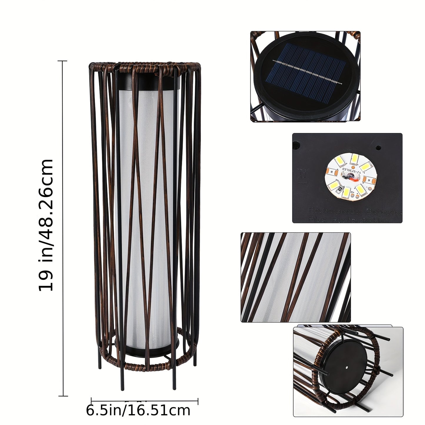 Solar Floor Lamp Outdoor Rattan Patio Garden Yard Decor