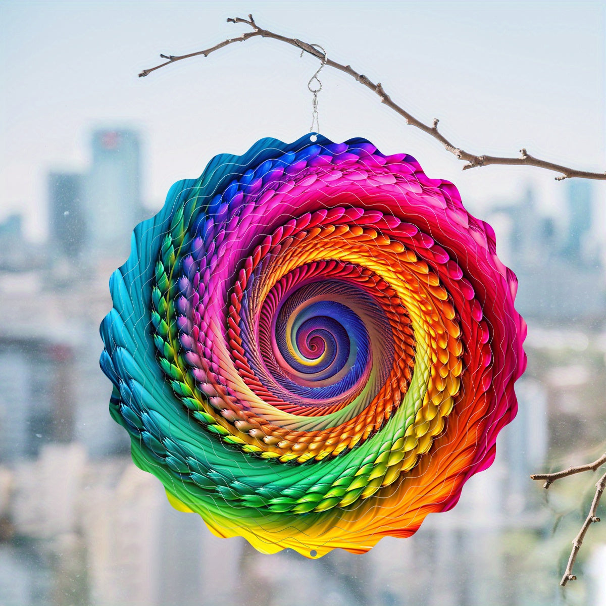Vibrant Metal Spinner Multicolor Mandala 3D Wind Spinner