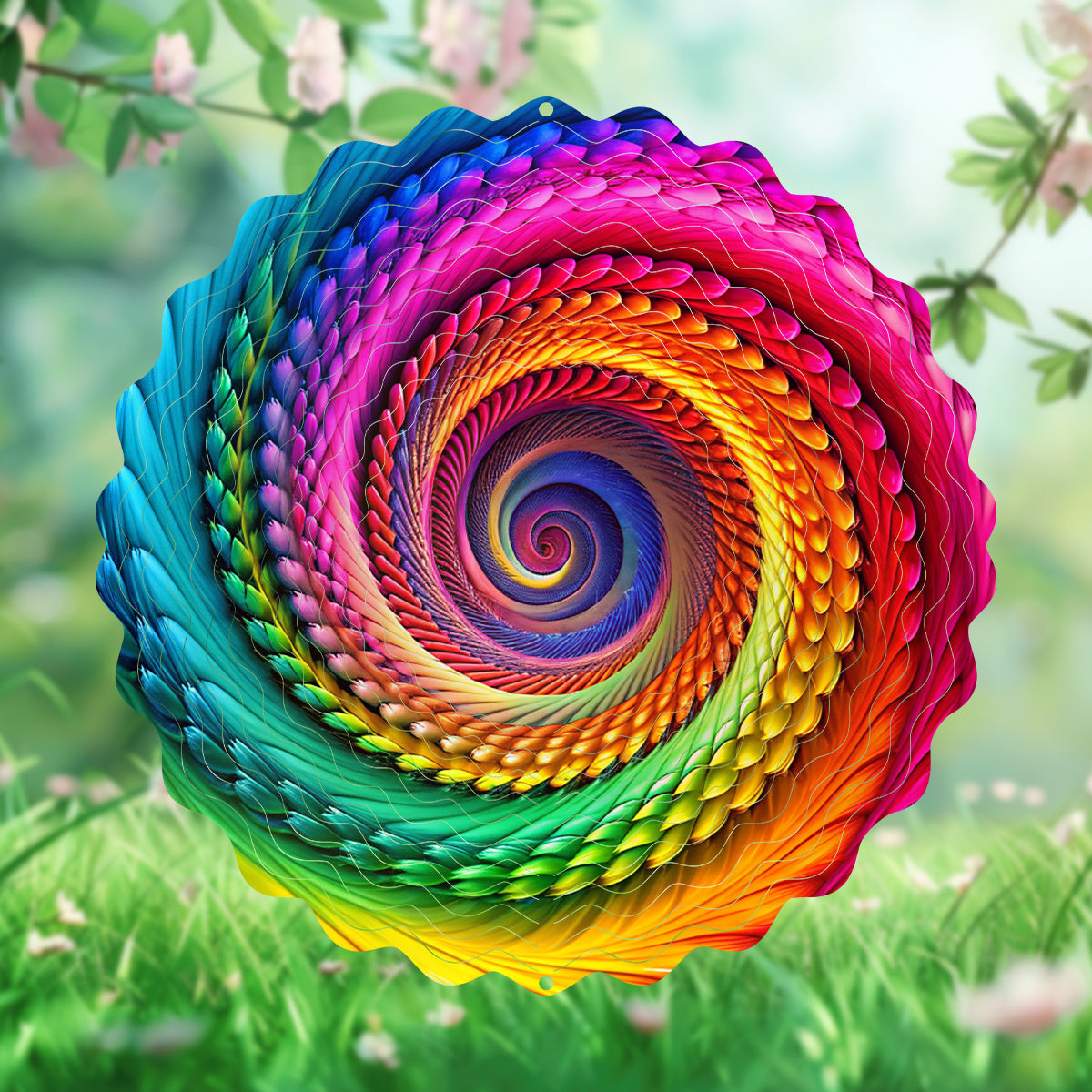 Vibrant Metal Spinner Multicolor Mandala 3D Wind Spinner