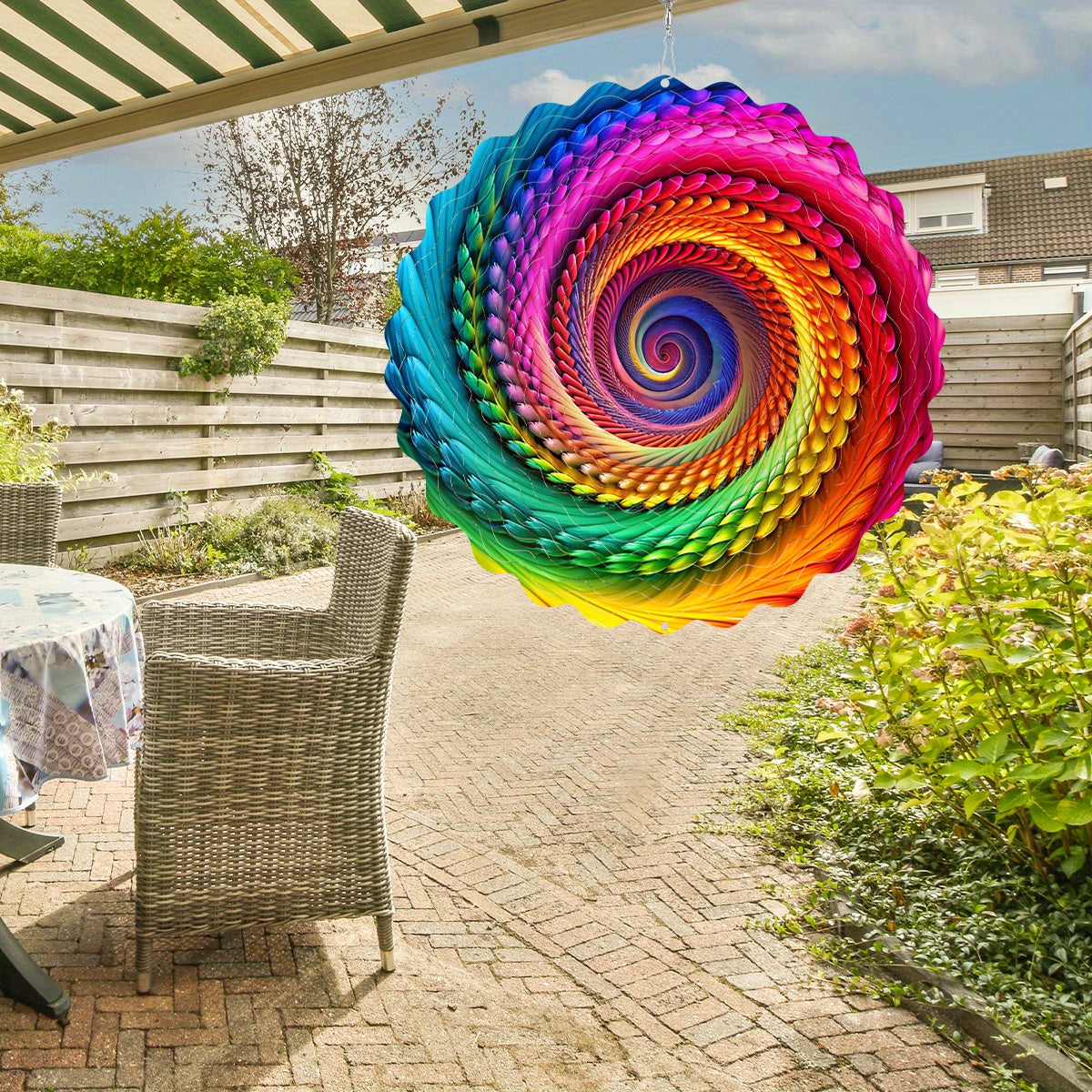 Vibrant Metal Spinner Multicolor Mandala 3D Wind Spinner