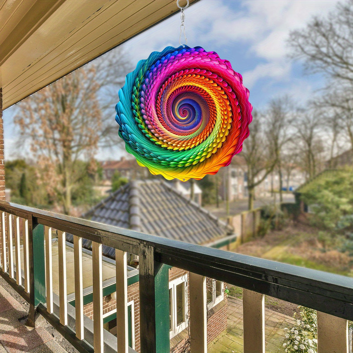 Vibrant Metal Spinner Multicolor Mandala 3D Wind Spinner