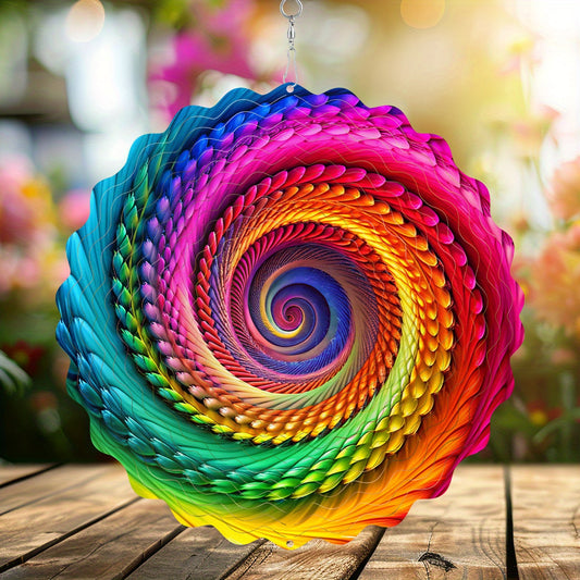 Vibrant Metal Spinner Multicolor Mandala 3D Wind Spinner