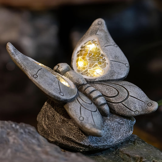 Solar Resin Butterfly Figurine For Outdoor Garden Decor