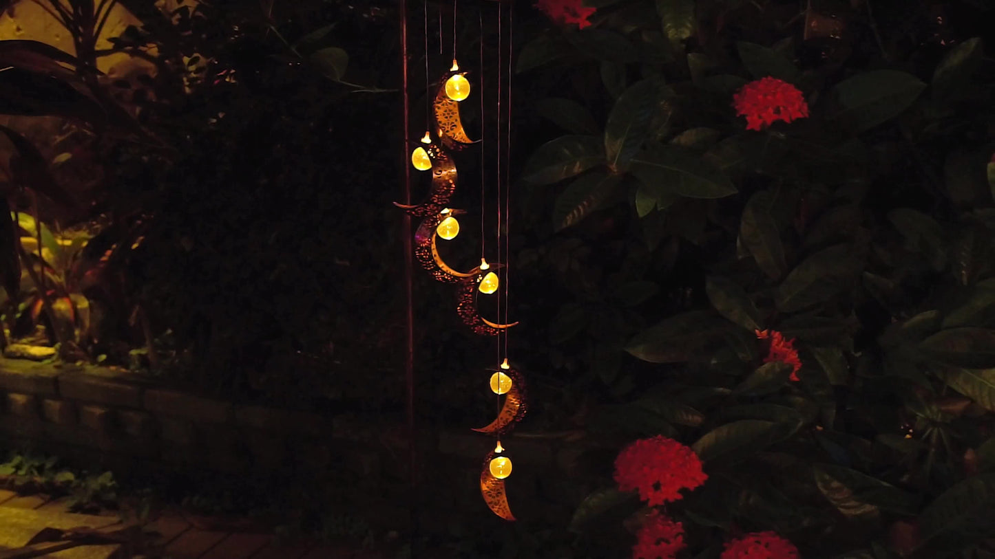 Tryme Solar Moon Wind Chimes Outdoor Lights Hanging Decor