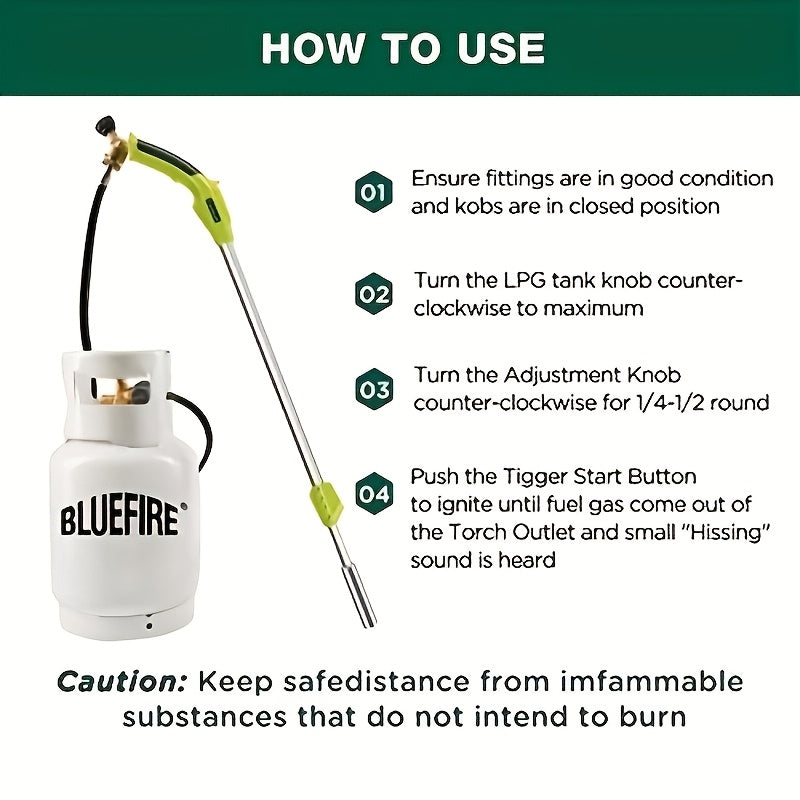 50K BTU Propane Torch Weed Burner with 10ft Hose & Self-Ignition - Portable Flamethrower for Weeds, Snow Melting, Roof & Road Repair - Durable Metal Construction, Weed Control, Snow Removal, Ergonomic Design, Reliable Perform