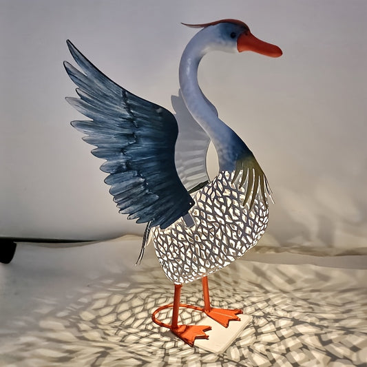 Garden Swan Solar Lights Metal Sculpture For Outdoor Decor