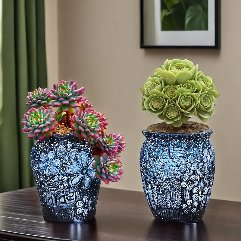 Urban Old Pile Ceramic Flower Pot Set 2Pcs Drainage