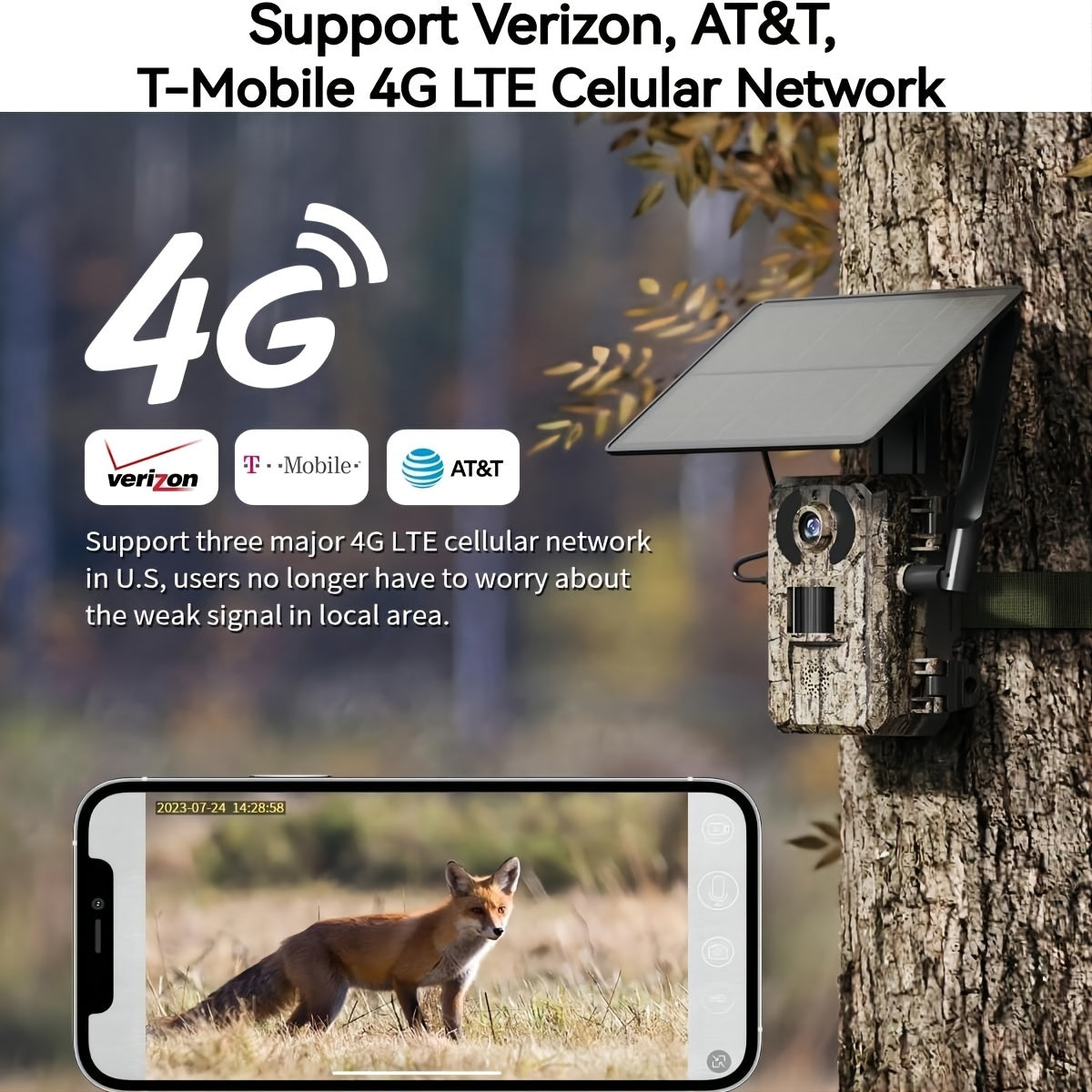 4G LTE Solar Trail Camera With Live View 2K Night Vision