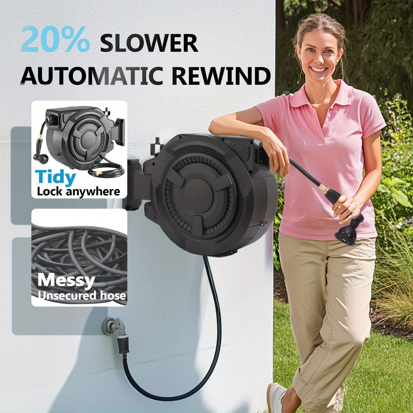 Little Dove Garden Hose Reel Automatic With Slow Return