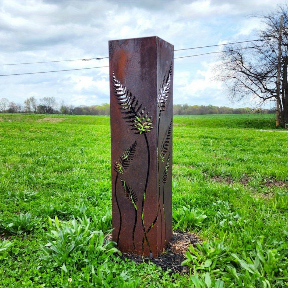 OHRMBYA Art Deco Iron Fern Garden Columns Outdoor Decor