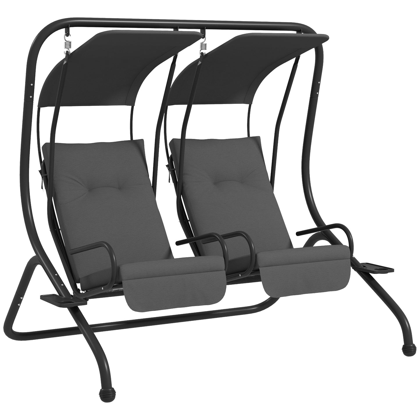 Outsunny Patio Swing Chair With 2 Seats Removable Canopy