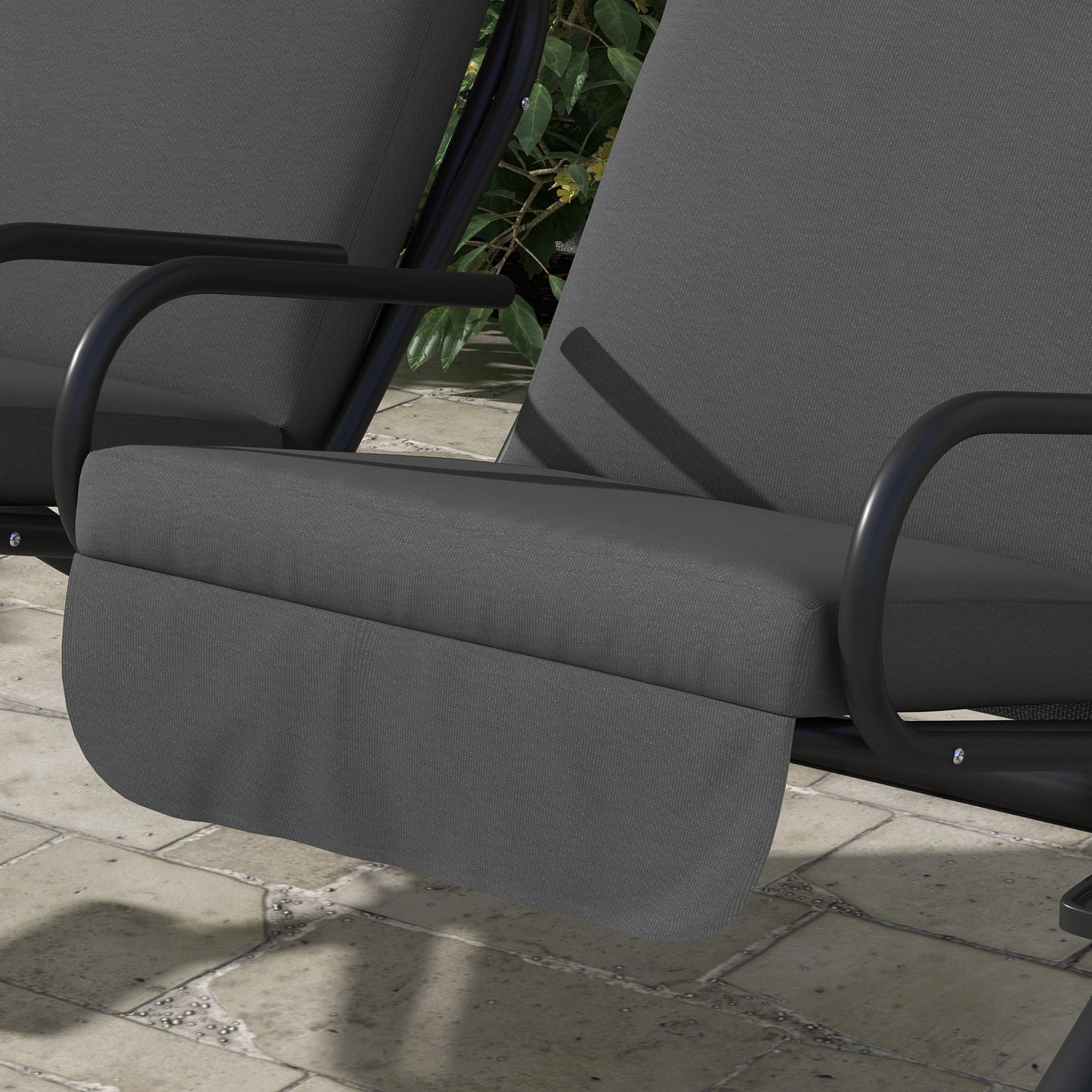 Outsunny Patio Swing Chair With 2 Seats Removable Canopy
