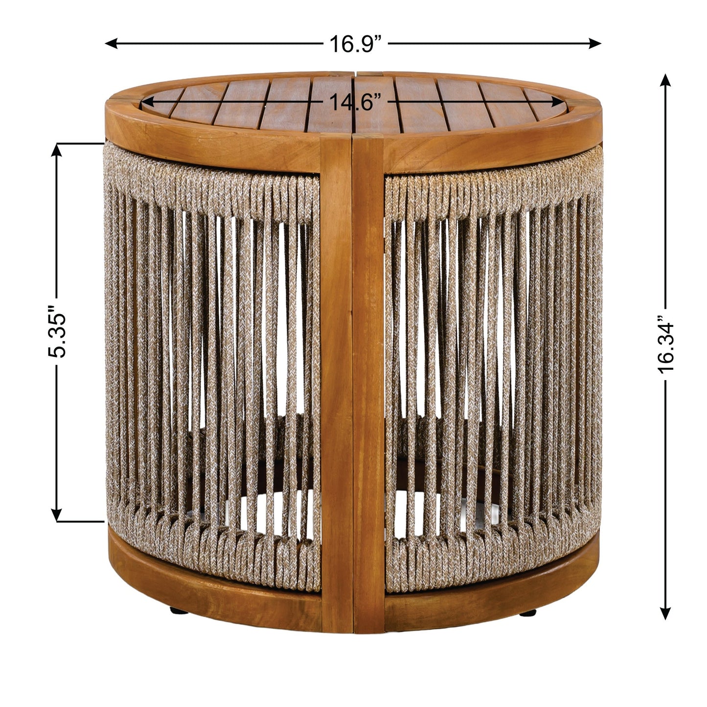 Acacia Wood Outdoor Table Bohemian Rope Patio Coffee Table
