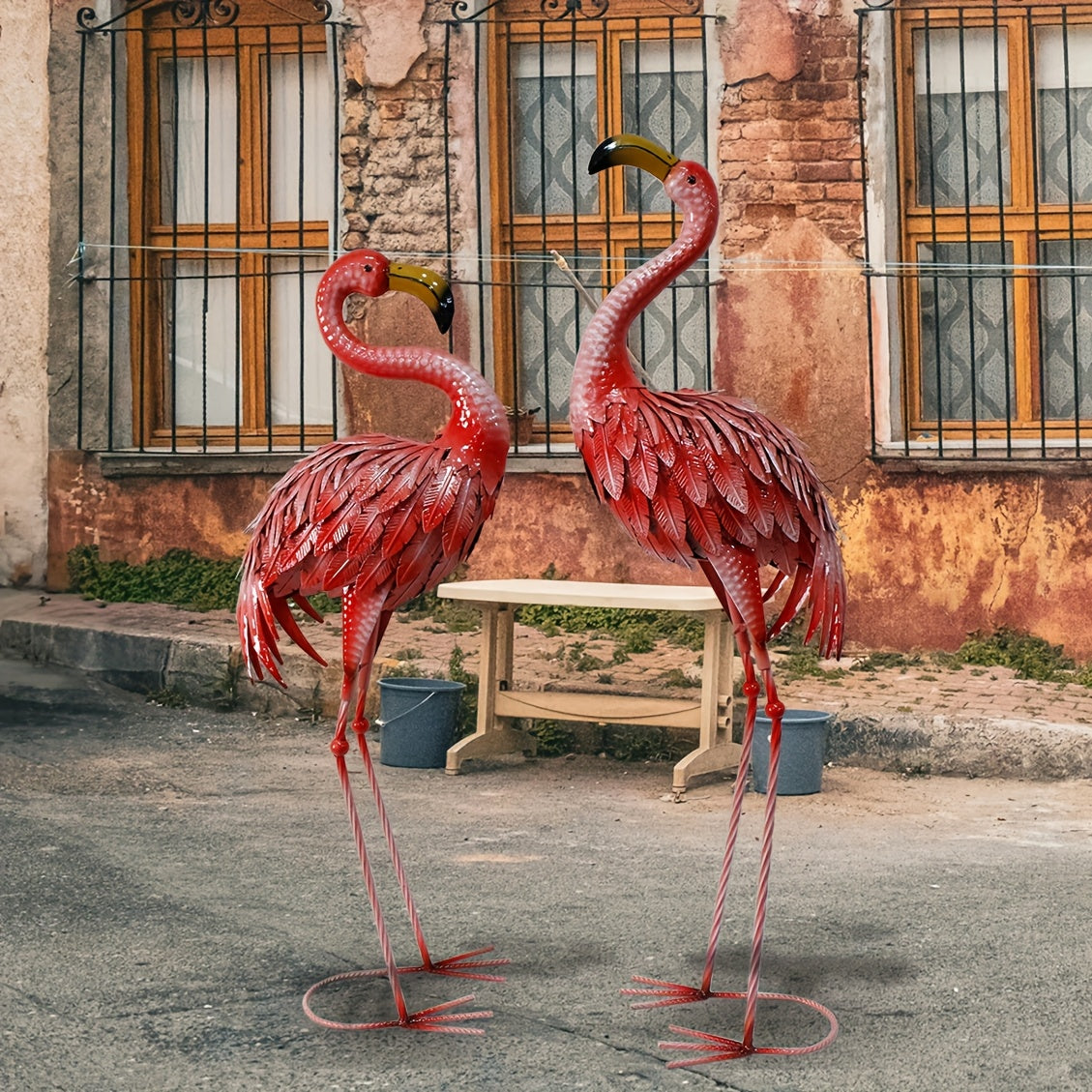 Flamingo Outdoor Metal Statue Garden Sculpture Halloween
