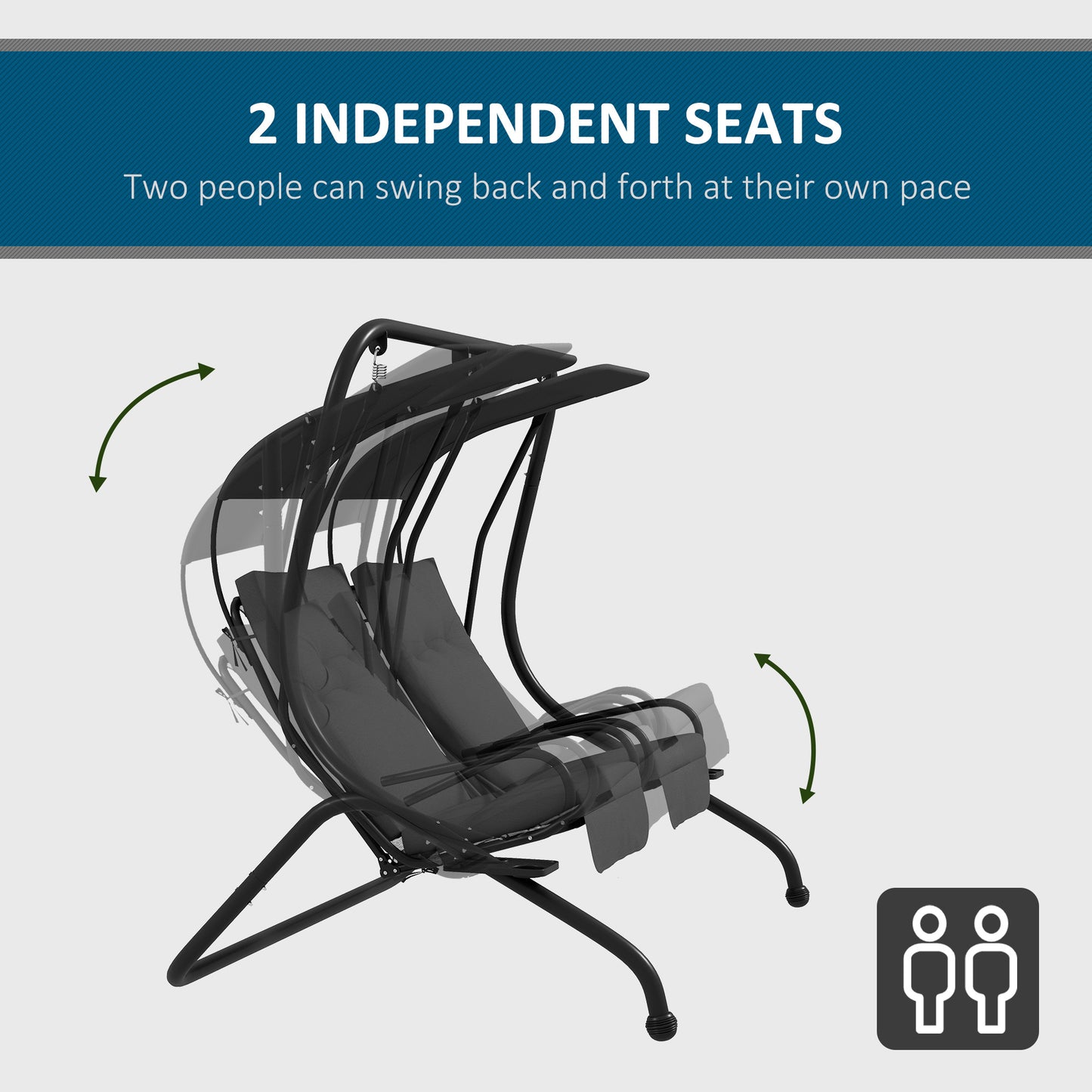 Outsunny Patio Swing Chair With 2 Seats Removable Canopy