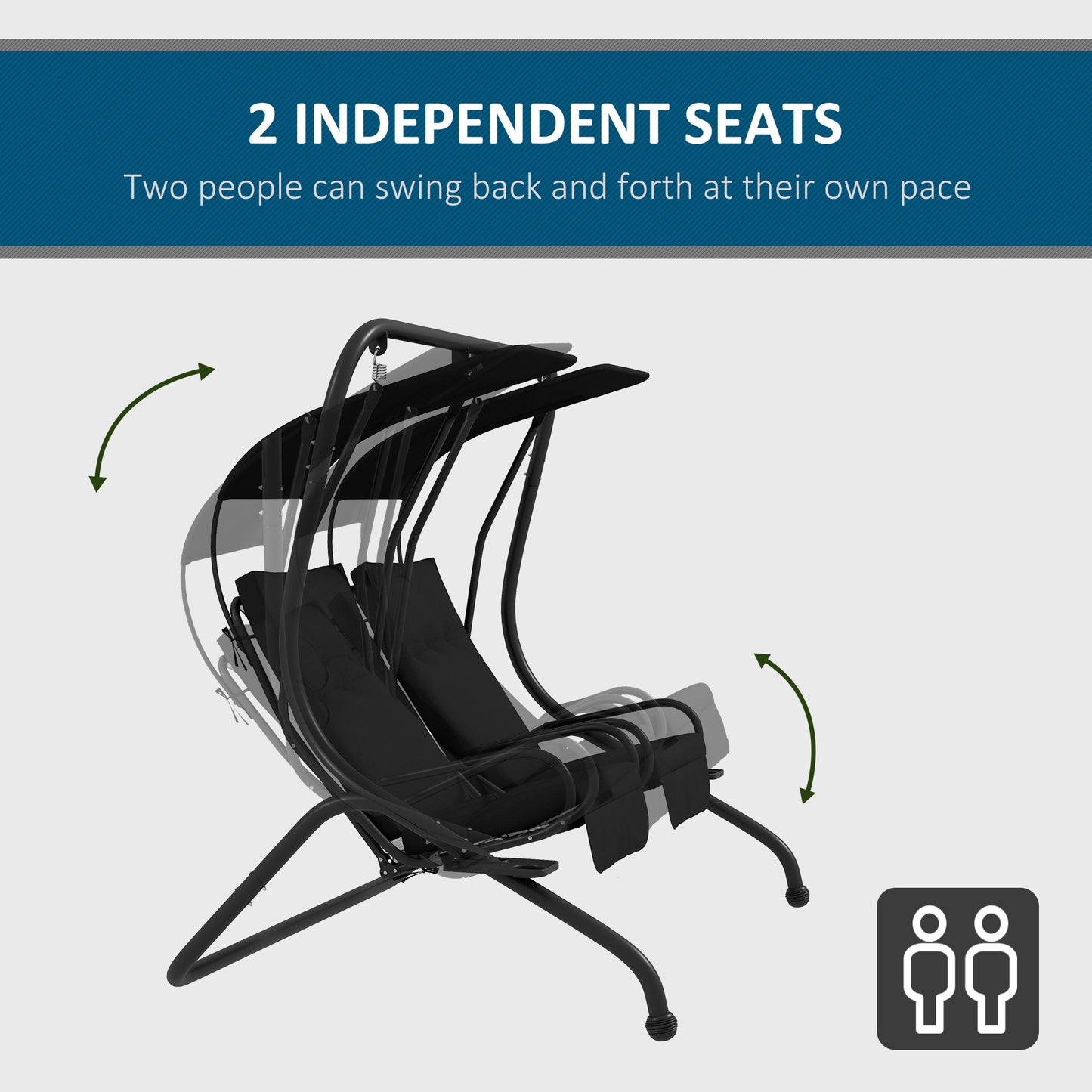 Outsunny Patio Swing Chair With 2 Seats Removable Canopy