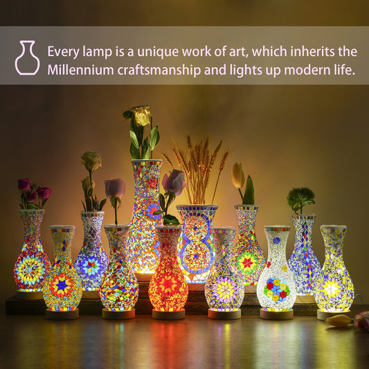 Handmade Mosaic Vase Lamp Turkish Moroccan Table USB Light