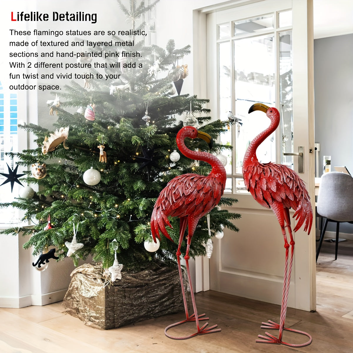 Flamingo Outdoor Metal Statue Garden Sculpture Halloween