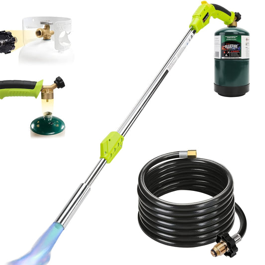 50K BTU Propane Torch Weed Burner with 10ft Hose & Self-Ignition - Portable Flamethrower for Weeds, Snow Melting, Roof & Road Repair - Durable Metal Construction, Weed Control, Snow Removal, Ergonomic Design, Reliable Perform