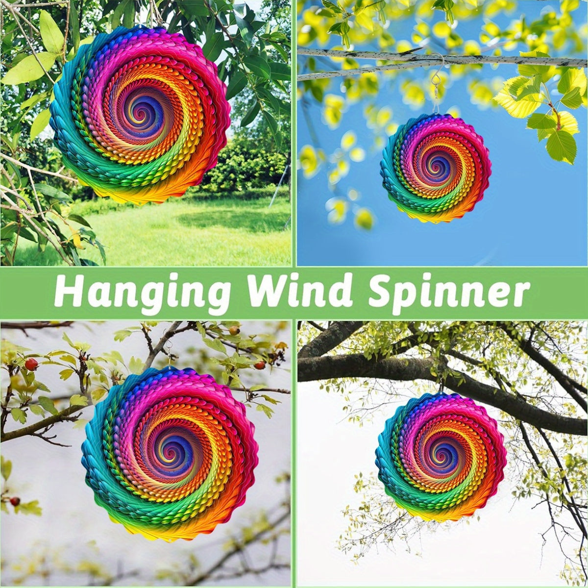 Vibrant Metal Spinner Multicolor Mandala 3D Wind Spinner
