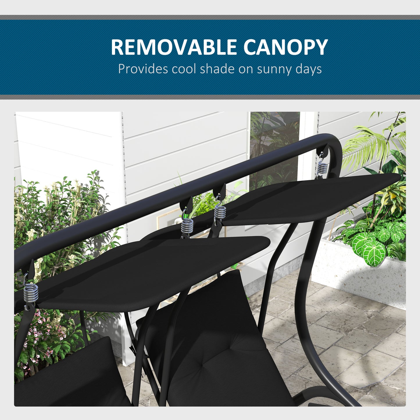 Outsunny Patio Swing Chair With 2 Seats Removable Canopy
