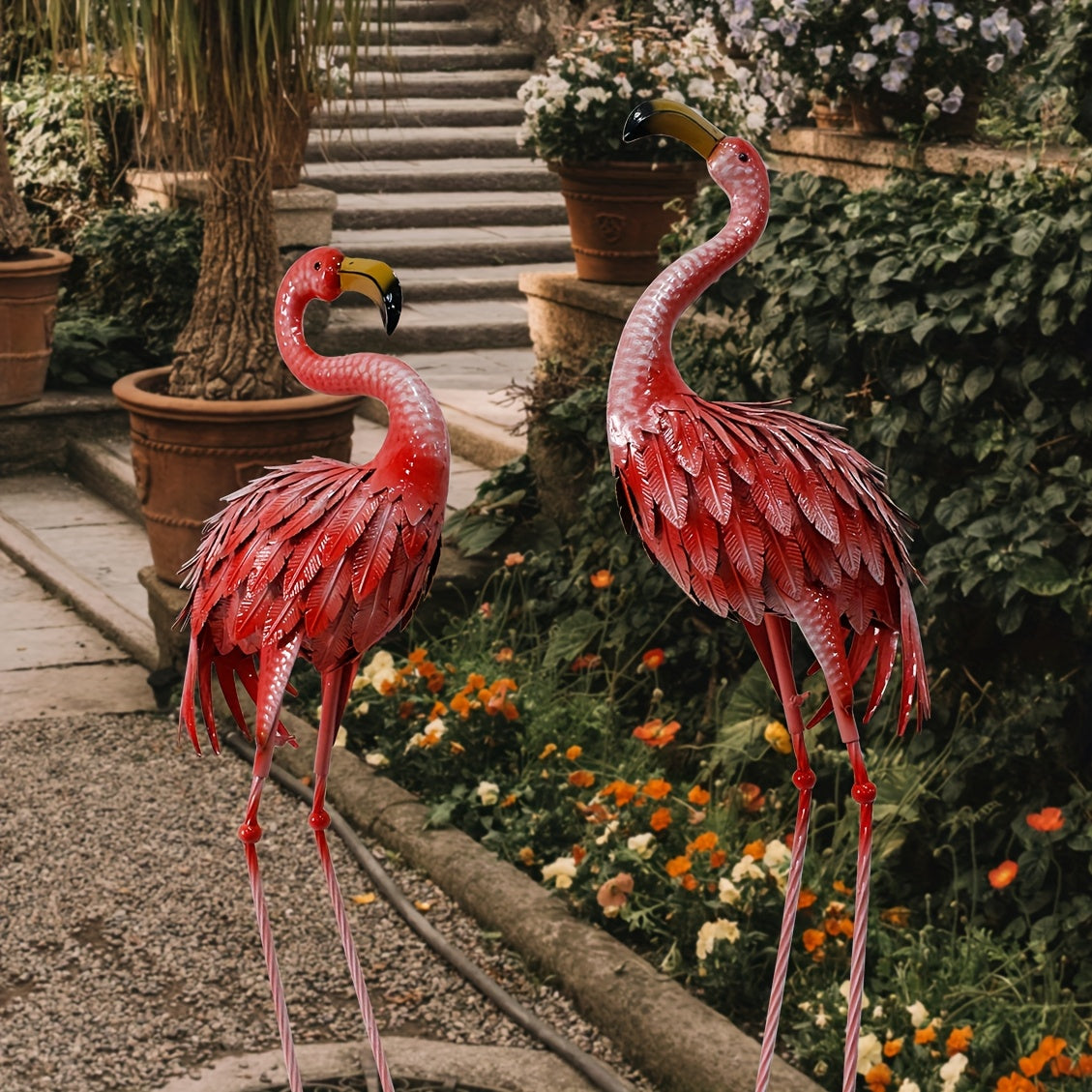 Flamingo Outdoor Metal Statue Garden Sculpture Halloween