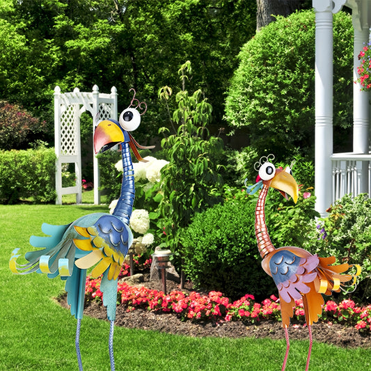 Metal Toucan Garden Statue Hand Painted Outdoor Decor