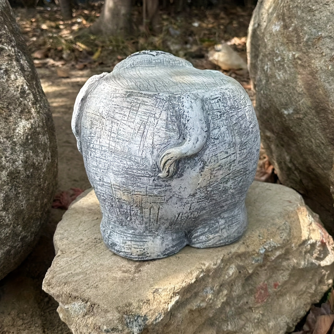 Elephant Resin Garden Stool Decor Sculpture For Outdoor Use