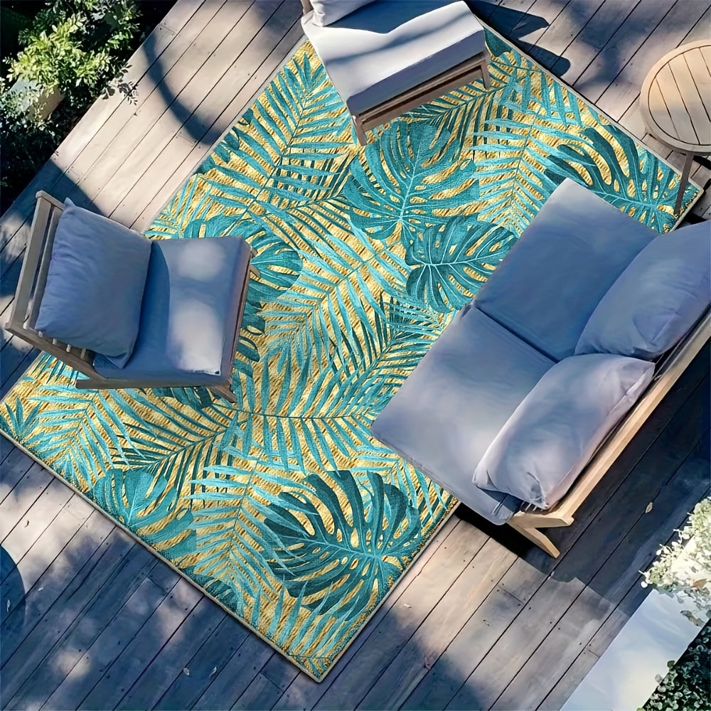 七星鹿 Ultra Soft Velvet Area Mat Geometric Leaf Pattern