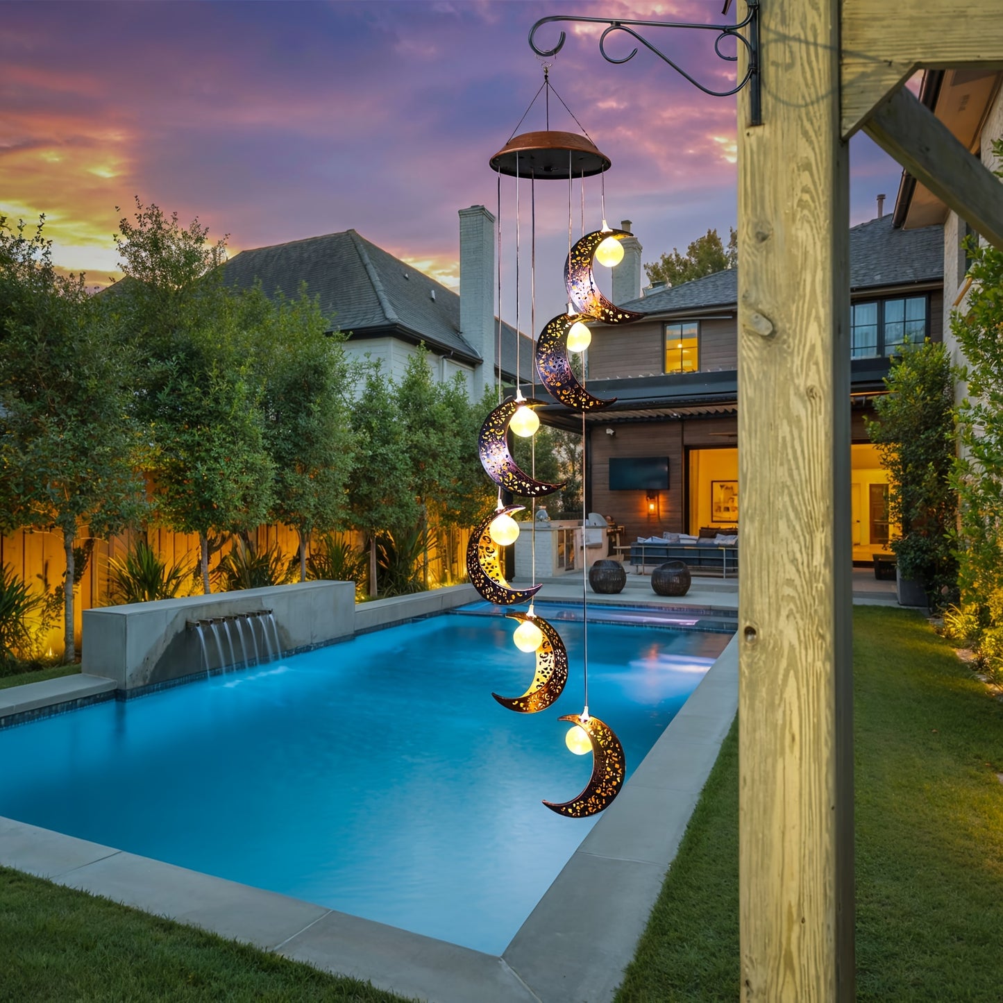 Tryme Solar Moon Wind Chimes Outdoor Lights Hanging Decor