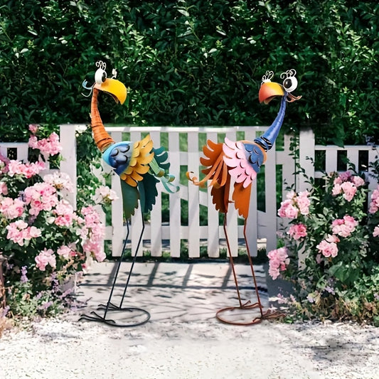 Metal Garden Toucan Sculpture For Outdoor Decor Yard Art