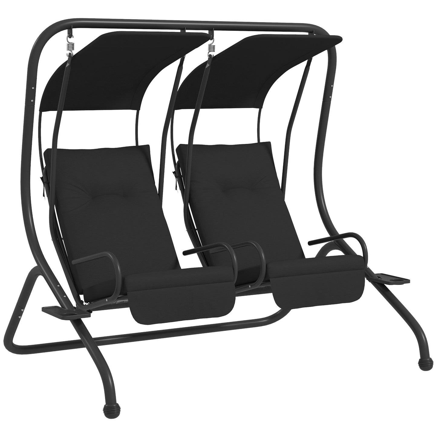 Outsunny Patio Swing Chair With 2 Seats Removable Canopy