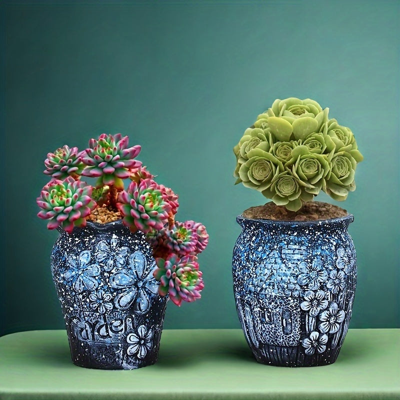 Urban Old Pile Ceramic Flower Pot Set 2Pcs Drainage
