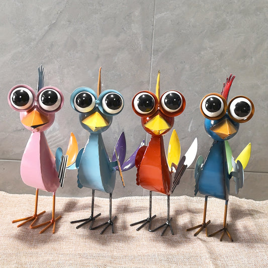 Metal Bird Outdoor Statue Decor For Lawn And Garden