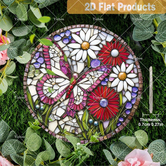 Ide Resin Welcome Garden Sign 2D Mosaic Butterfly Outdoor