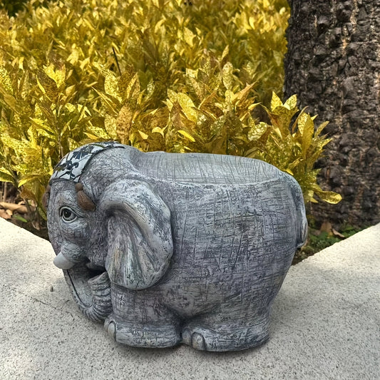Elephant Resin Garden Stool Decor Sculpture For Outdoor Use