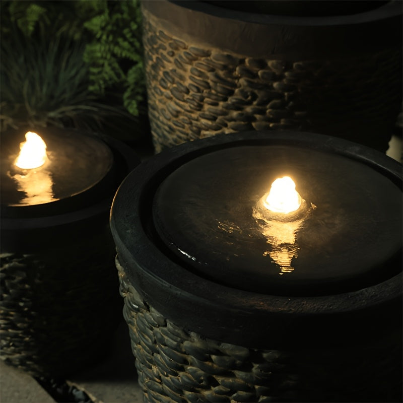 XK Outdoor Pebble Fountain With LED Lights And Water Pump