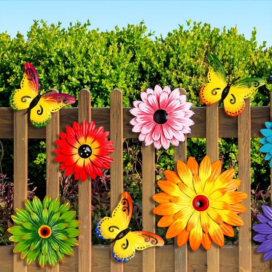 Outus Metal Flower Butterfly Wall Art Decor Set Outdoors