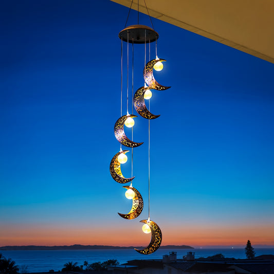Tryme Solar Moon Wind Chimes Outdoor Lights Hanging Decor