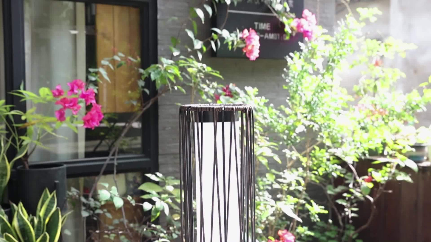 Solar Floor Lamp Outdoor Rattan Patio Garden Yard Decor