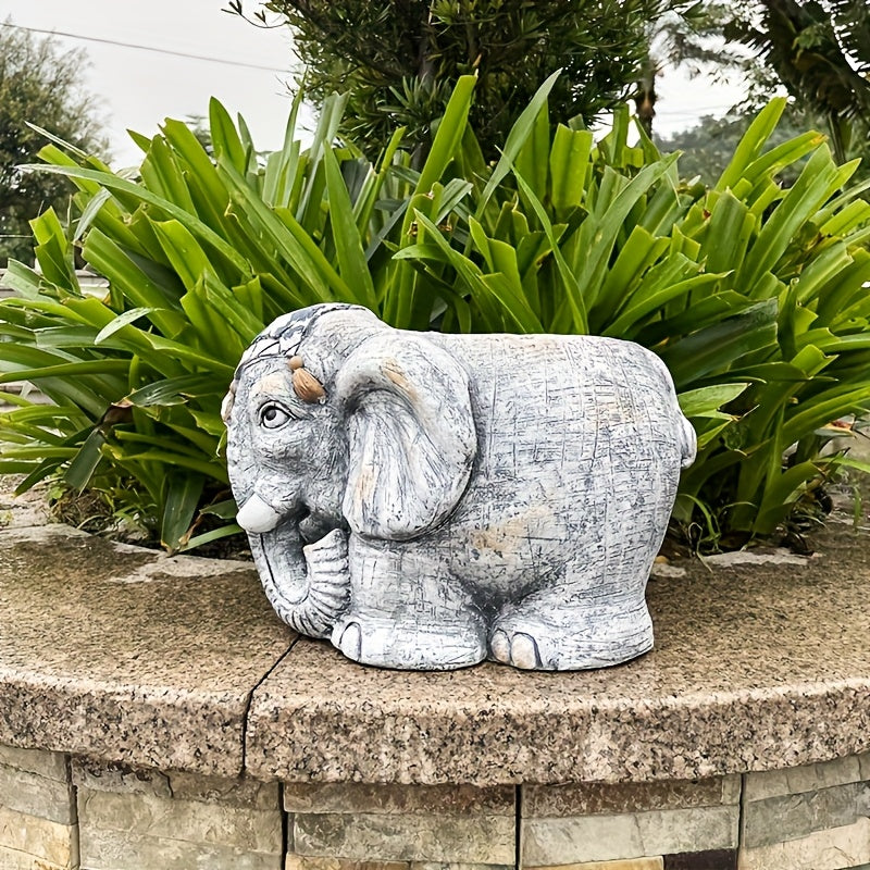 Elephant Resin Garden Stool Decor Sculpture For Outdoor Use