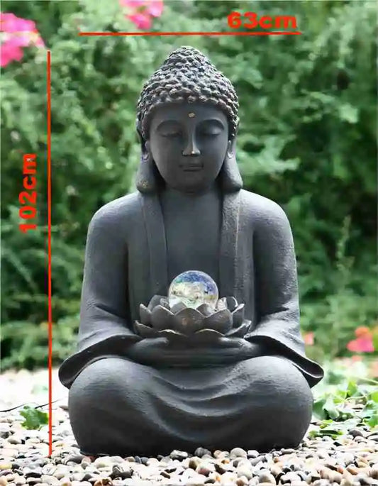 Waterfall Buddha Fountain Indoor Garden Statue Resin Decor