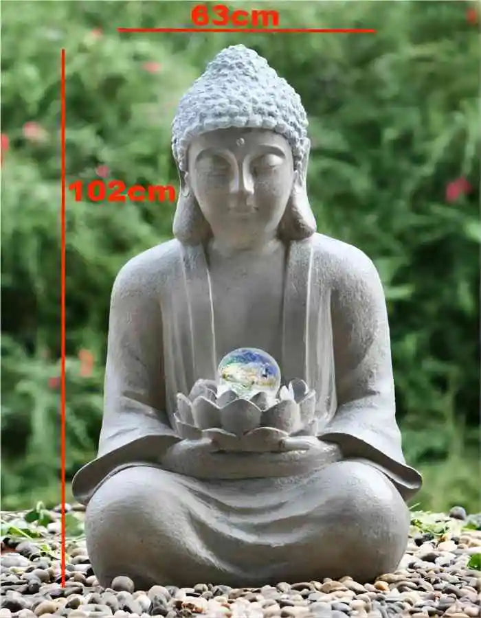 Waterfall Buddha Fountain Indoor Garden Statue Resin Decor