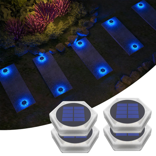 Yilaie Solar Deck Lights 4 Pack Garden Pathway Lamps