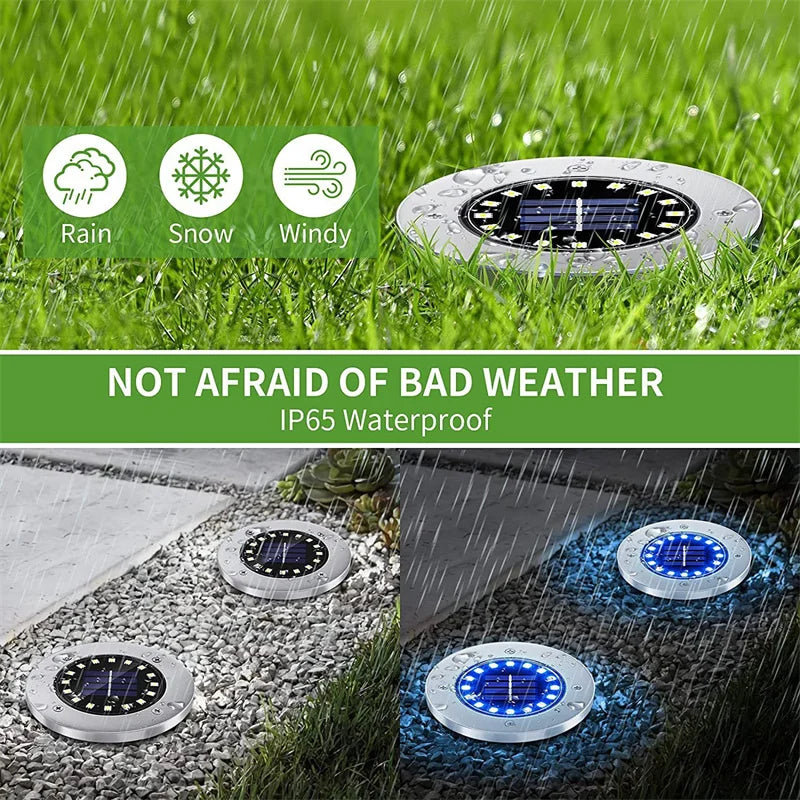 WHATOOK IP68 LED Outdoor Solar Ground Light for Garden