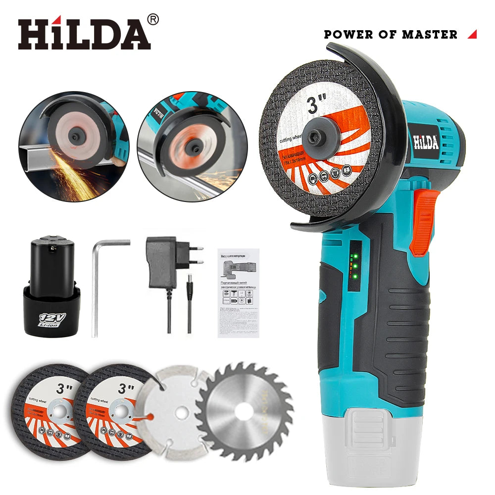 HILDA 12V Mini Cordless Angle Grinder With Battery Pack
