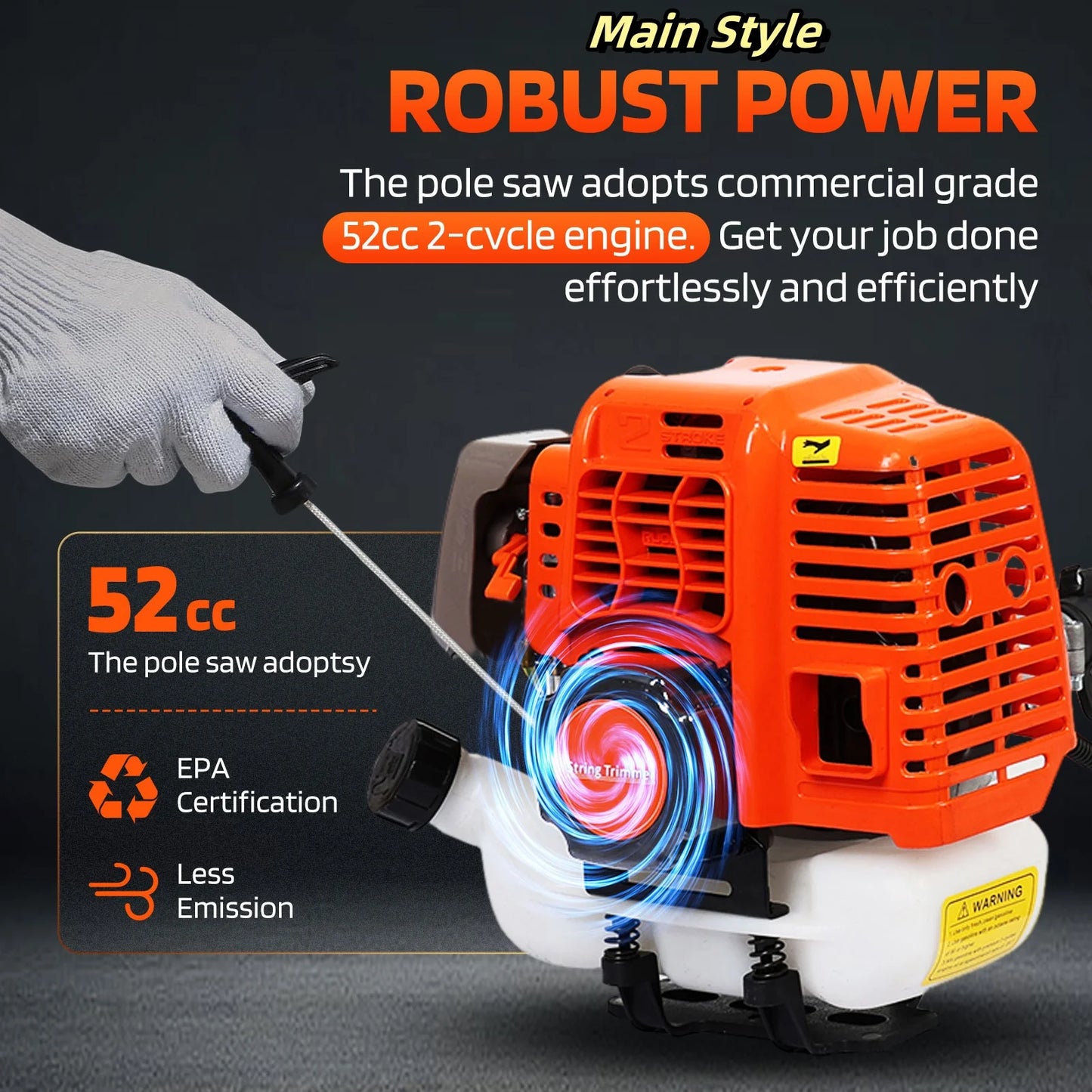 2200W Weed Eater Cordless Petrol 52CC 8500RPM,Strong Power String Trimmer Brush Cutter Weed Wacker,2 In 1 Lawn Mower Machine