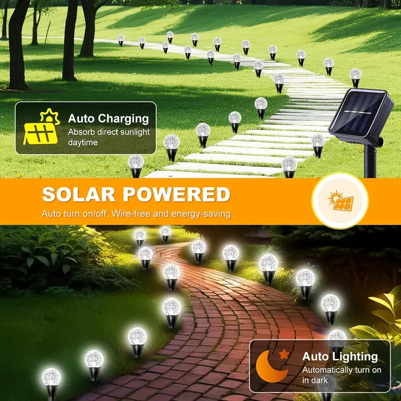 OSIDEN Solar Crystal Globe Pathway Lights 30 LEDs Outdoor